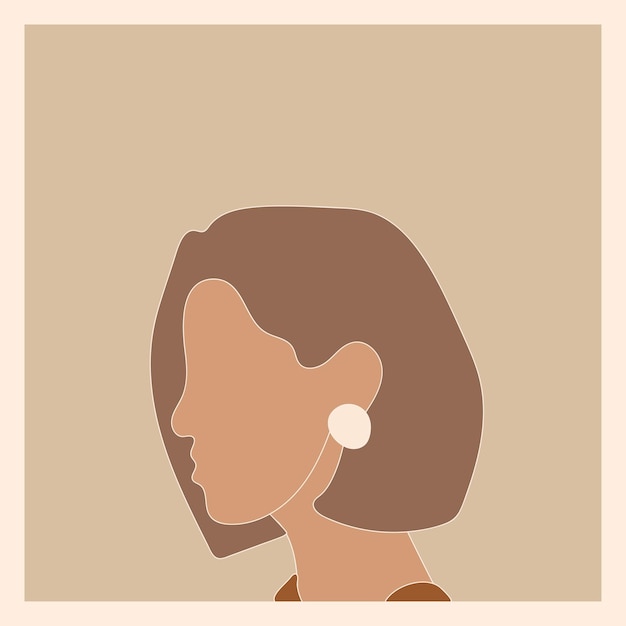 Girl with Bob Hairstyle Abstract Female Shap and Silhouette