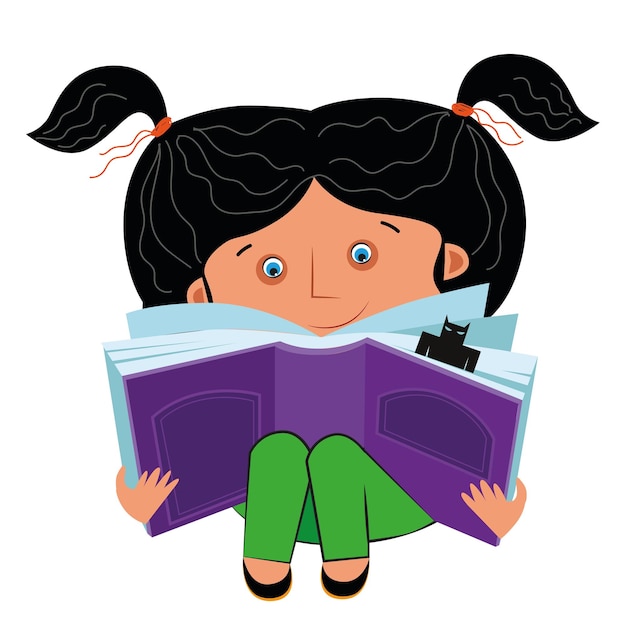 Vector a girl with a book on a white background