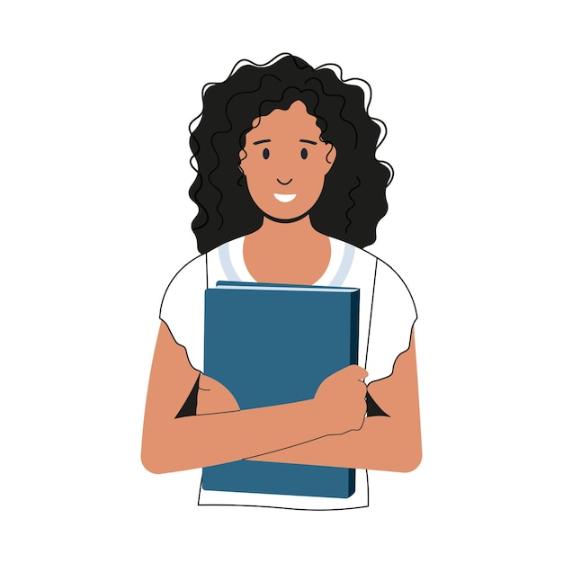 Girl with books cute vector illustration cartoon style