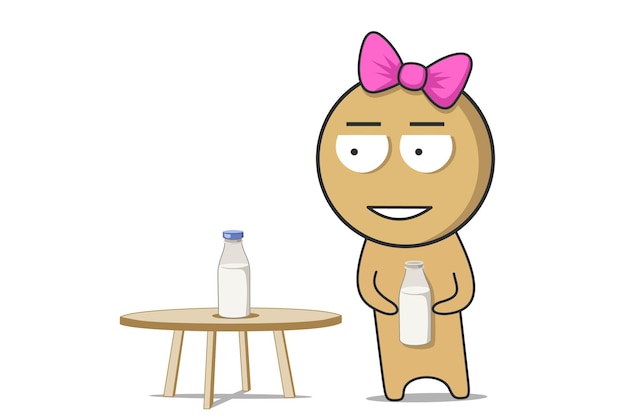 Girl with a bottle of milk