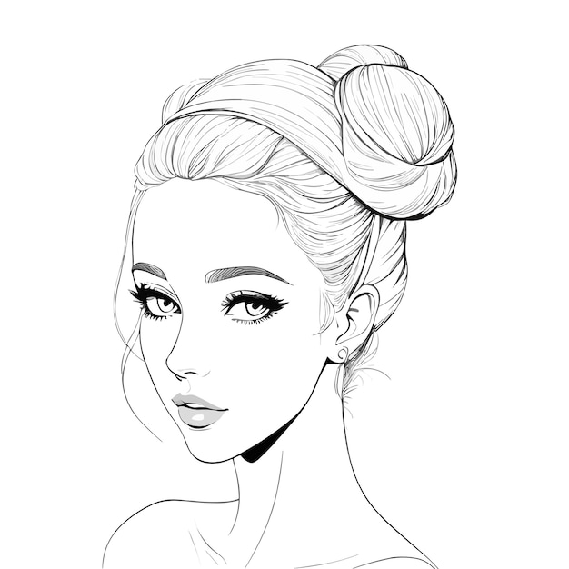 A girl with a bun and a bow.