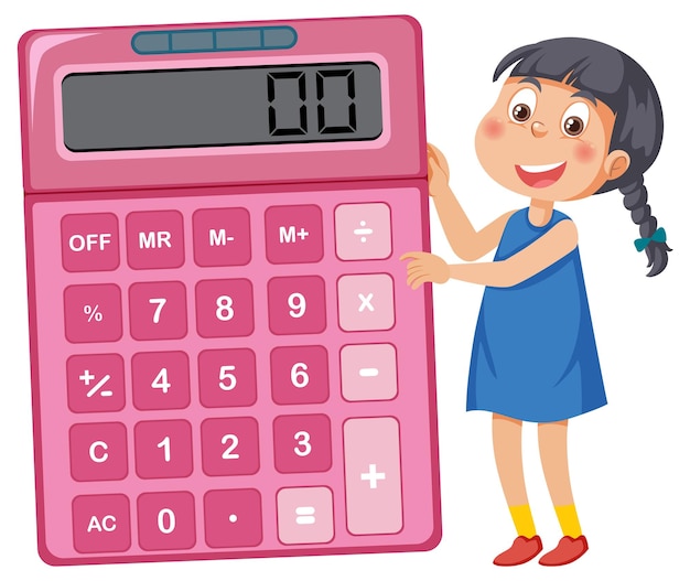 Girl with calculator cartoon