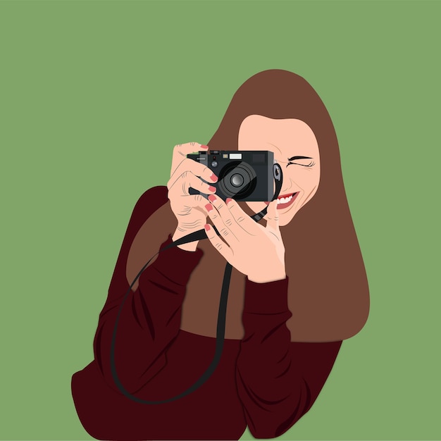 Vector girl with a camera in vector