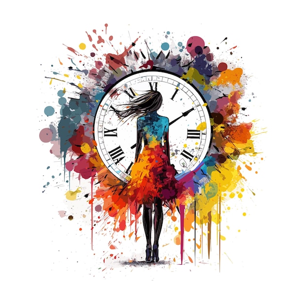 girl with clock art