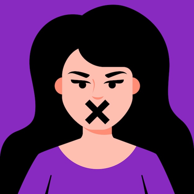 Вектор Девушка с закрытым ртом цензура для женщин