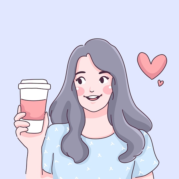 Girl with coffee cup illustration