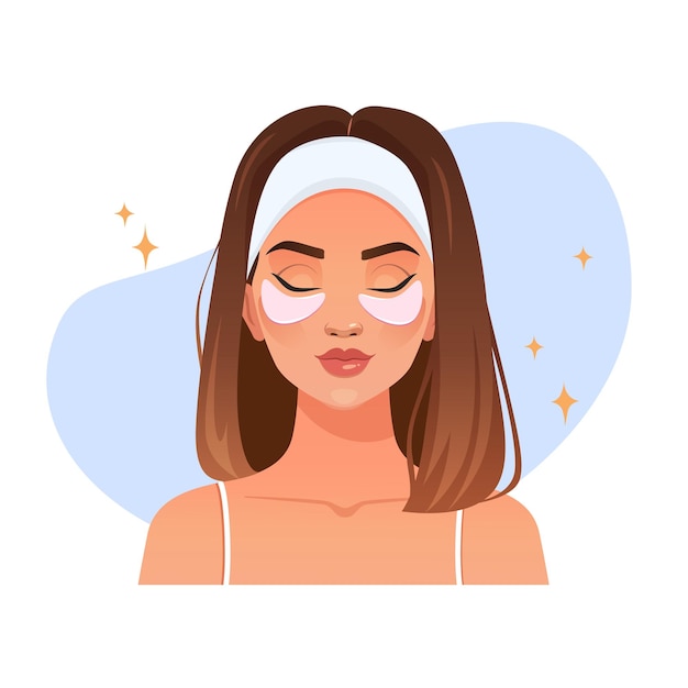 Premium Vector | Girl with cosmetic eye patches