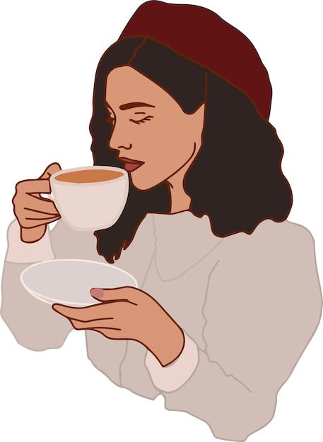 Girl with a cup of cappuccino