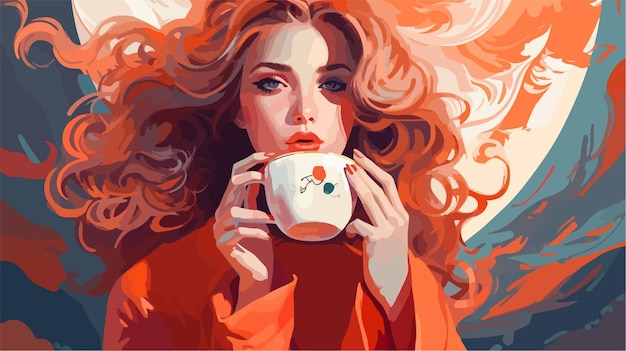 A girl with a cup of tea