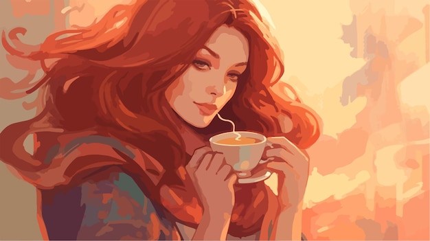 A girl with a cup of tea