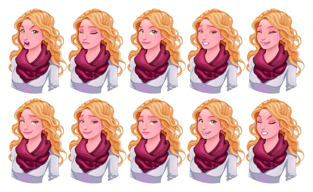 Girl with different expressions