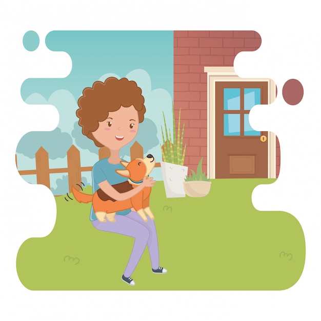 Girl with dog cartoon design