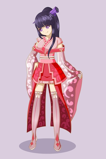 girl with dress kimono design character