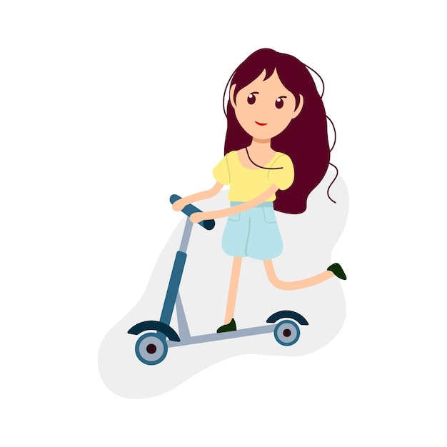 Vector girl with electric scooter