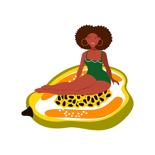 Vector girl with fruit