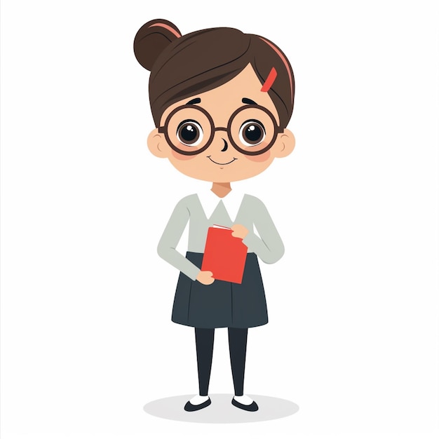 Vector a girl with glasses and a book in her hand