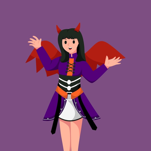 Girl with Halloween Costume Character Illustration