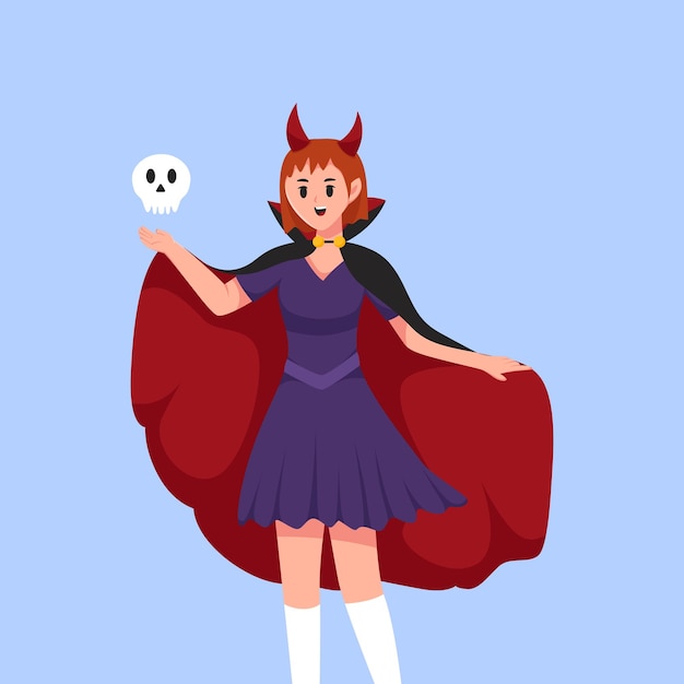 Girl with Halloween Costume Character Illustration