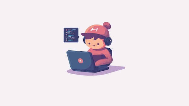 a girl with headphones on and a laptop with a computer screen behind her