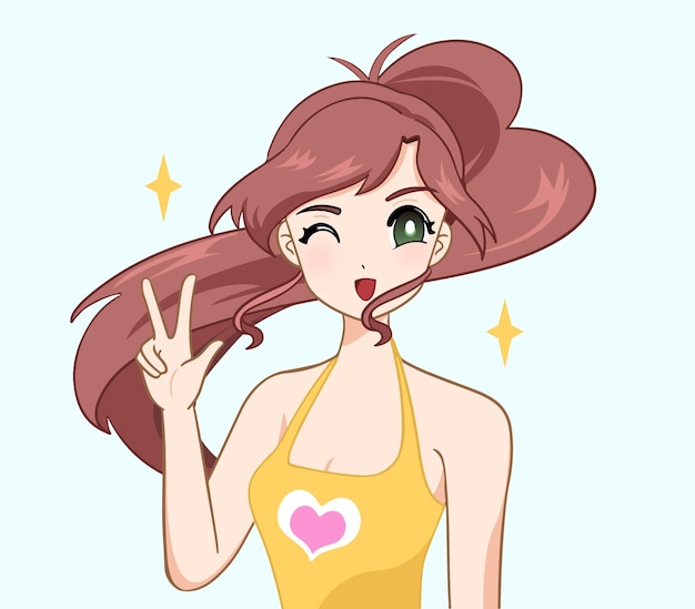 Premium Vector  Anime girl with heart