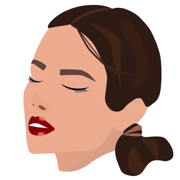 Girl with herpes on the lips in vector illustration