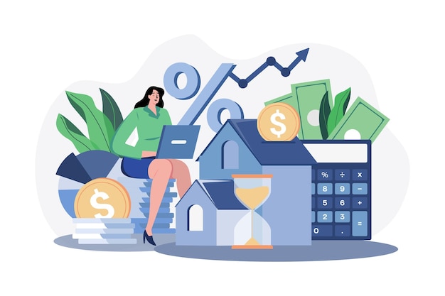 Vector girl with an investment loan illustration concept