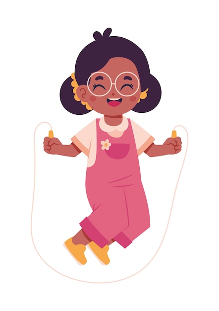 Vector girl with jump rope happy childhood icon