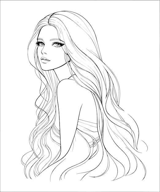 Premium Vector | A girl with long hair and a long hair