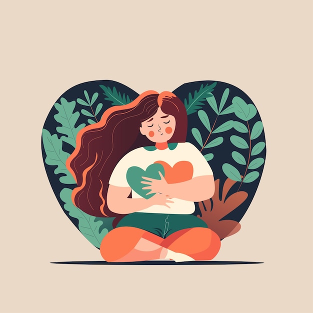 girl with loving heart vector illustration valentine's day