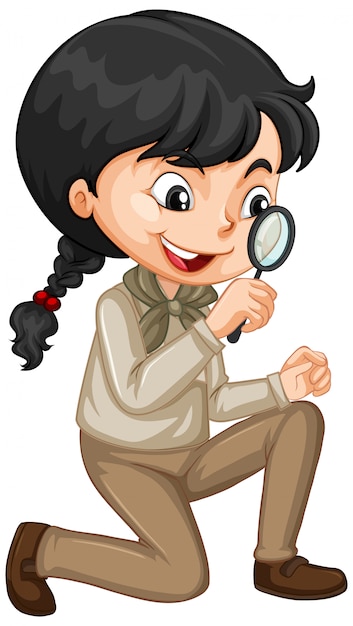 Girl with magnifying glass