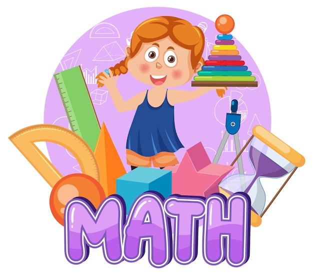 Vector girl with math element logo