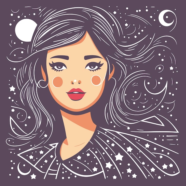 Girl with the moon and stars on her face.