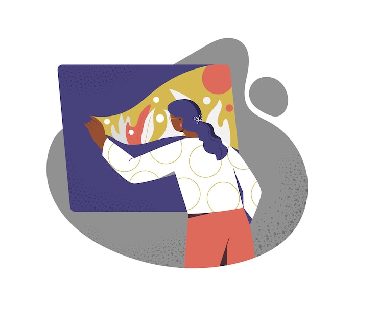 Vector girl with painting