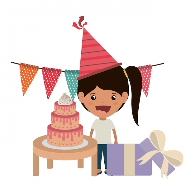 Girl with party hat in birthday celebration