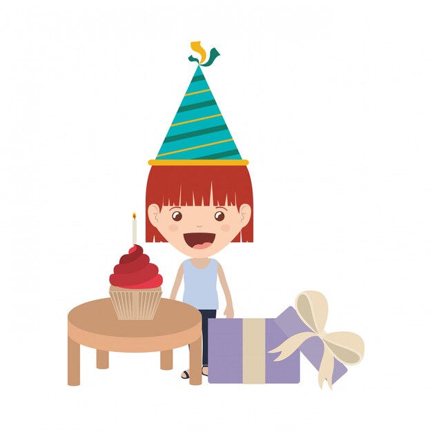 Девушка с шляпой партии в праздновании дня рождения