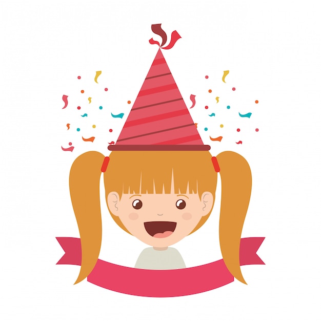 Girl with party hat in birthday celebration