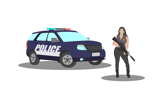 девушка с полицейской машиной