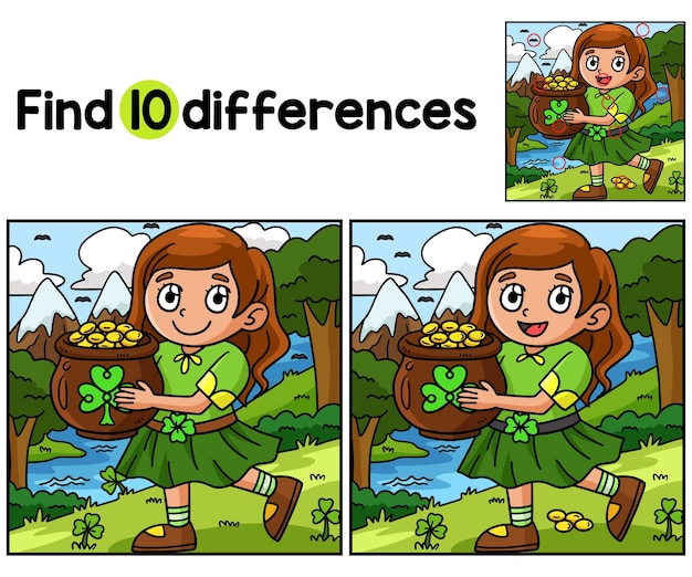 Girl With Pot Of Gold Find The Differences