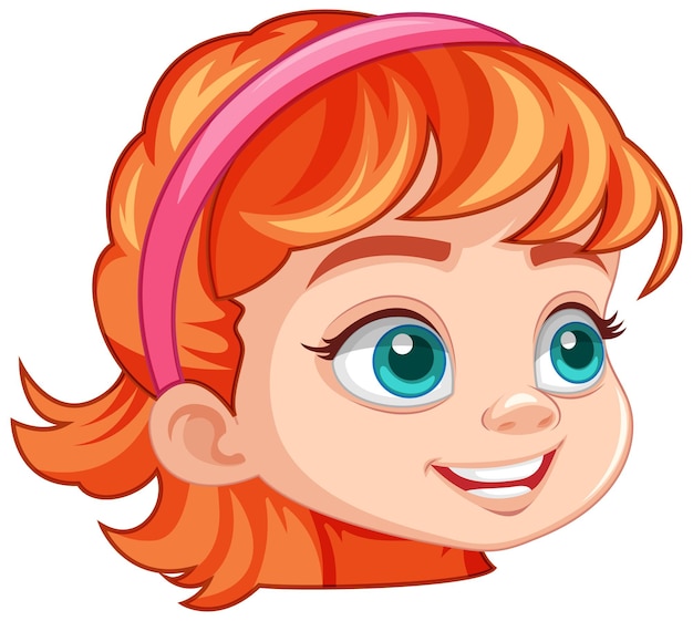 Girl with red hair face cartoon