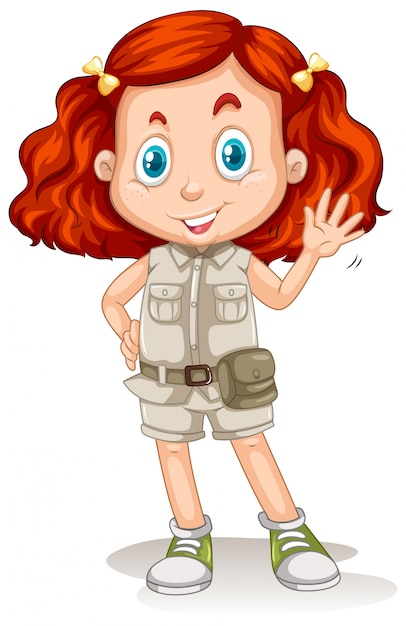 The girl with red hair in safari suit