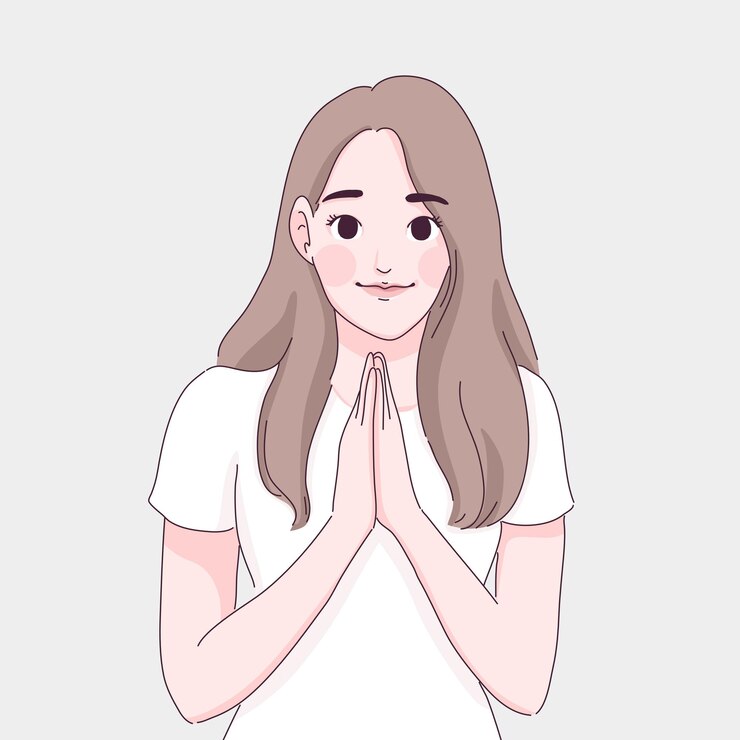 Girl with respect hand character