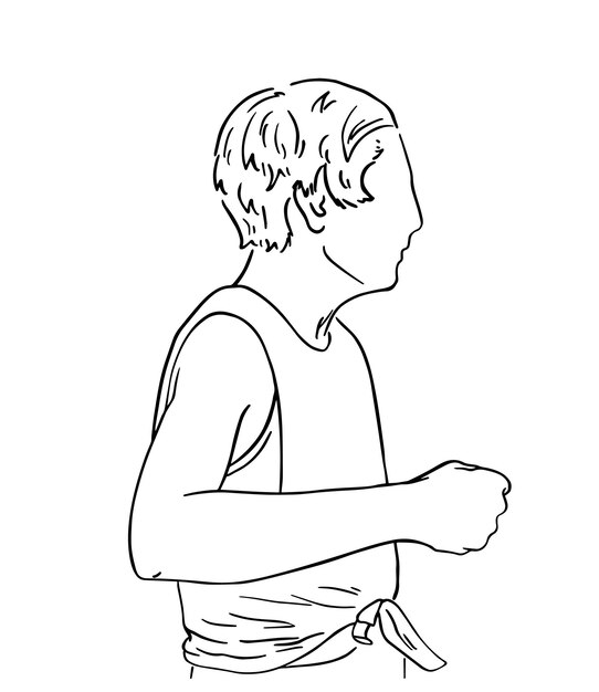 Вектор Девушка с короткими волосами в рубашке профиль рисунок линейный мультфильм раскраски