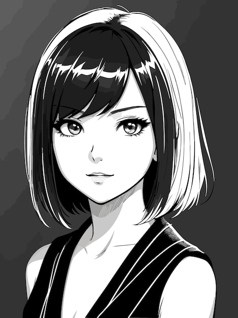 Vector a girl with a short haircut