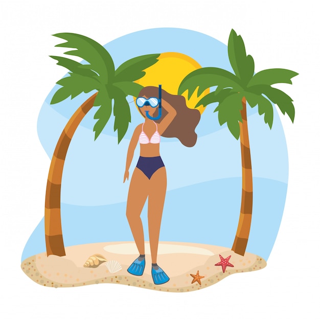 Vector girl with summer swimwear