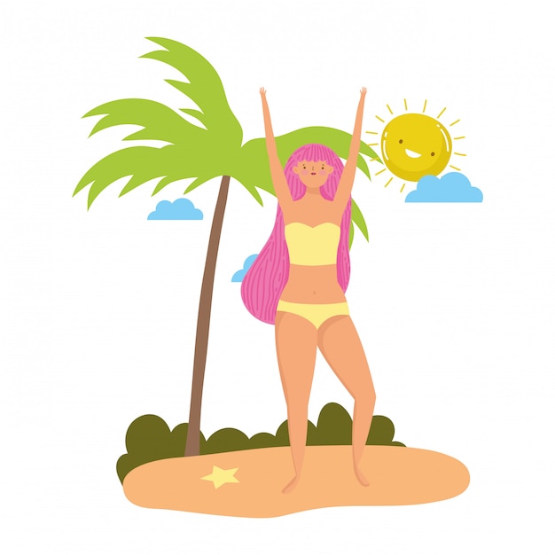 Vector girl with summer swimwear