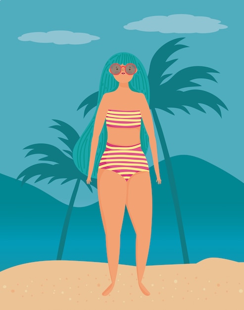 Vector girl with summer swimwear