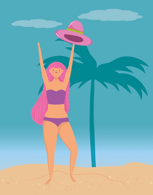 Vector girl with summer swimwear