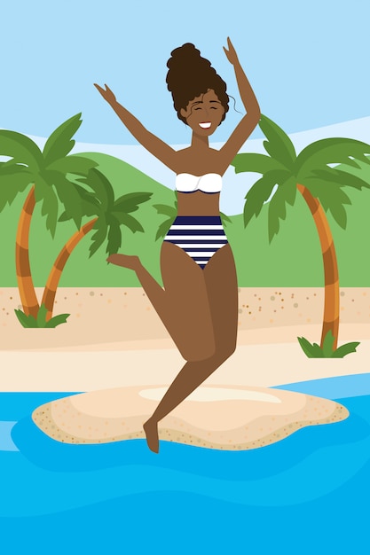 Vector girl with swim wear