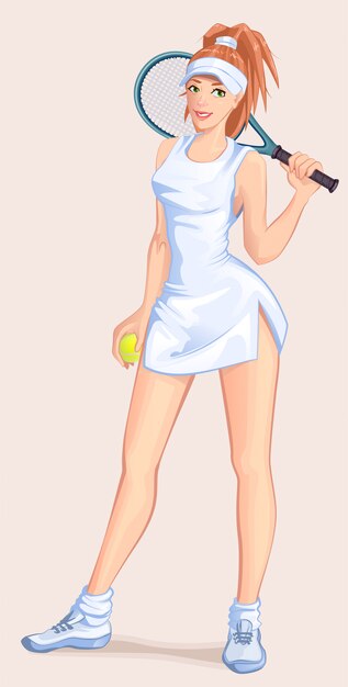 Girl with tennis racket and ball