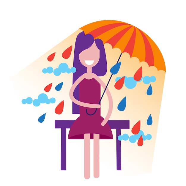 Vector girl with umbrella